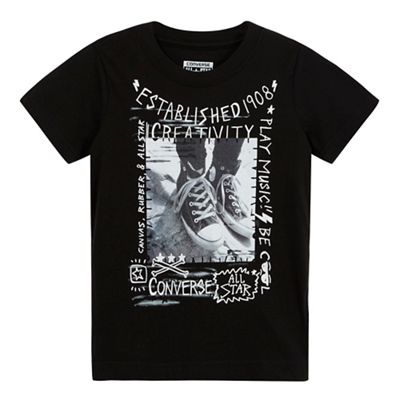 Boys' Black photographic Converse print t-shirt